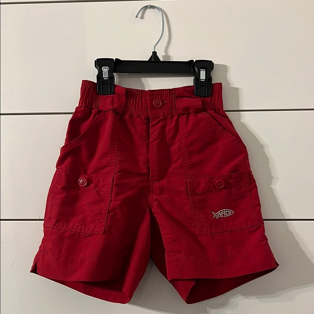COPY - AFTCO Red Cargo Shorts Durable Outdoor Bottoms
